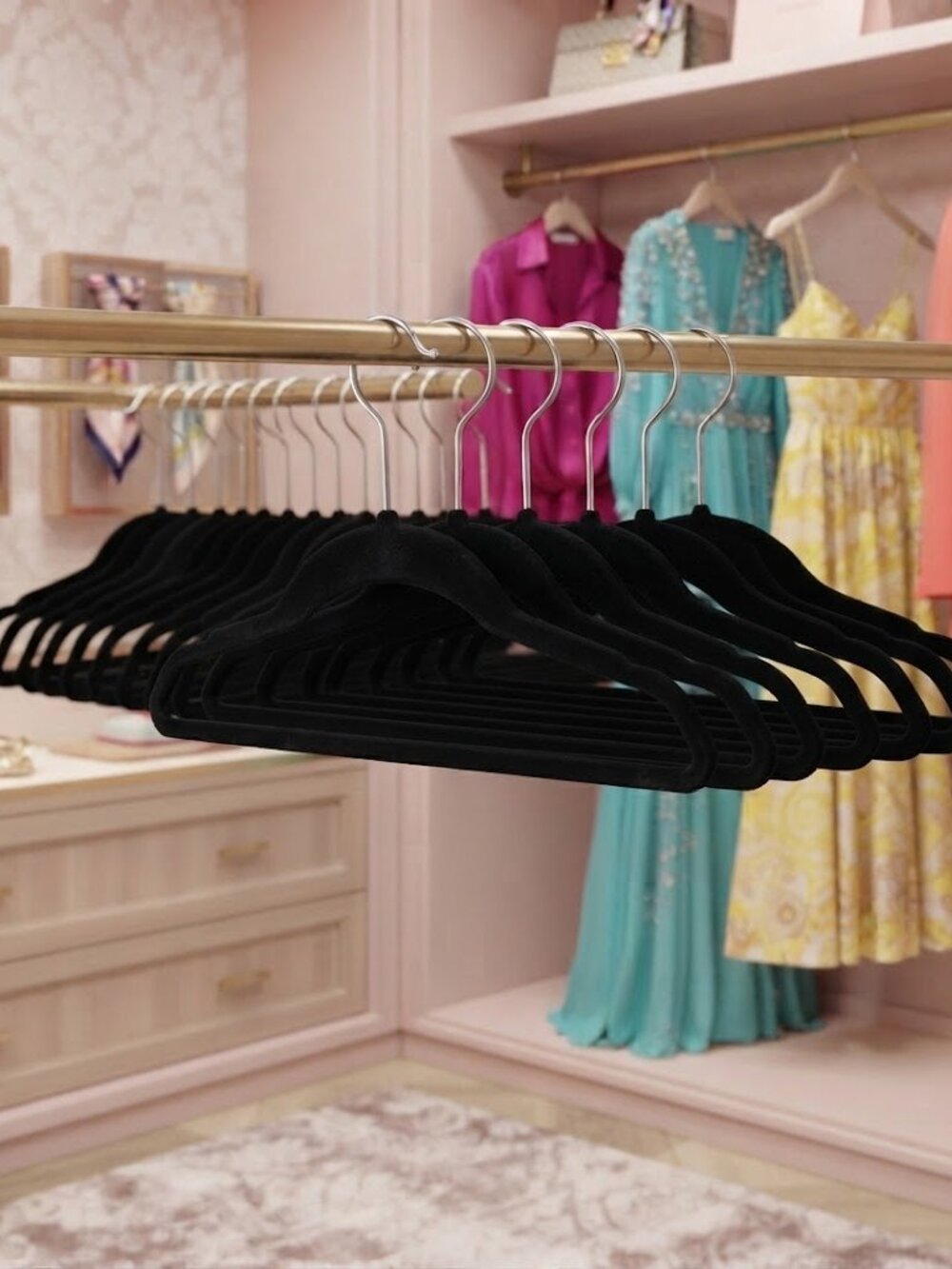 Lot of 20 Black Velvet Lux Hangers - NWOT